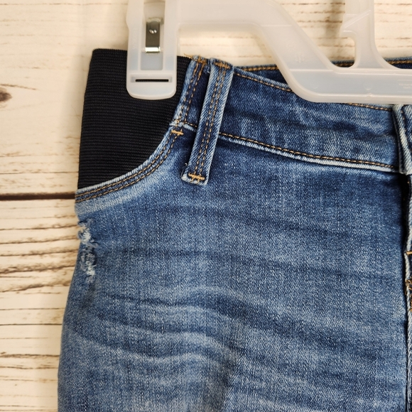 Isabel Maternity Denim Midi Short Distressed Shorts Size 00 - Picture 4 of 10